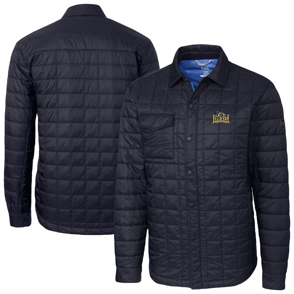  Drexel Dragons Cutter & Buck Ranier Eco Insulated PrimaLoft Full-Snap Shacket - Navy